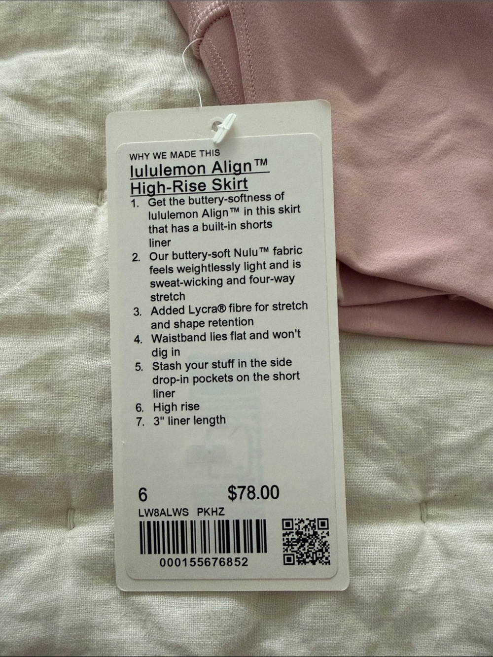 lululemon athletica align skort size 6 NWT blush - Picture 4 of 4